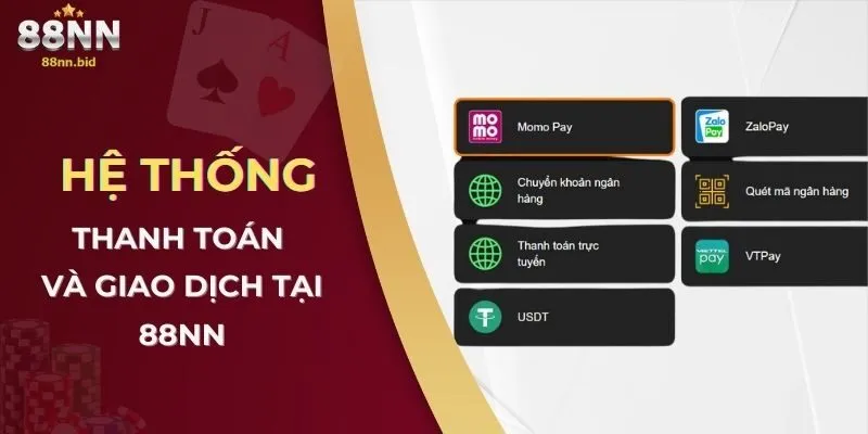 88NN - Nền tảng cá cược trực tuyến đáng tin cậy 2025 16 Hệ thống thanh toán và giao dịch tại 88NN